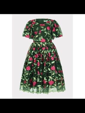 JessaKae Rosette Dress Gown Rose Floral Embroidered Lace Prom Formal Wedding NEW